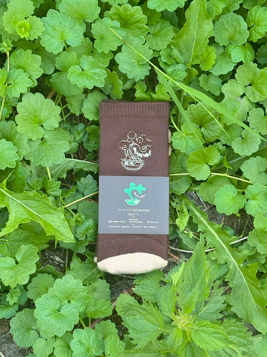 Asian aesthetic sustainable functional sensory friendly socks with earthy colours made from bamboo and hemp